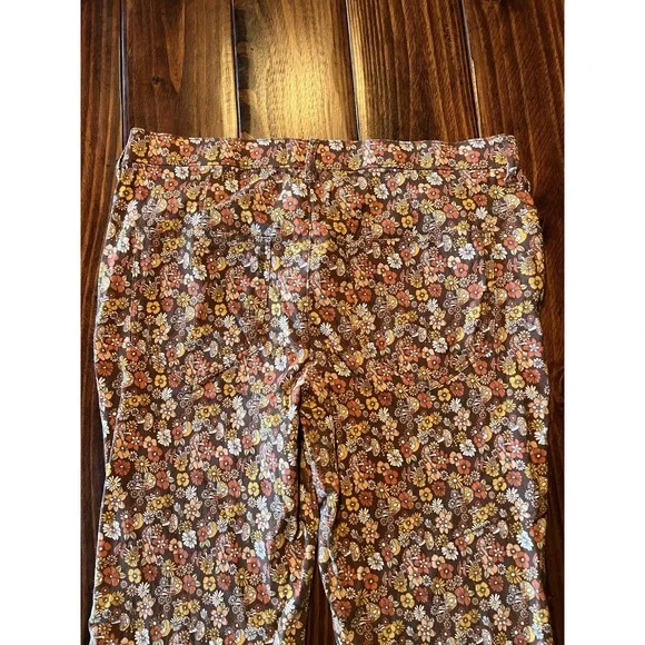 Hollister High Rise Flare Pants Mushroom Floral Hippie 60s 70s‎ Print Women's M - Picture 11 of 11